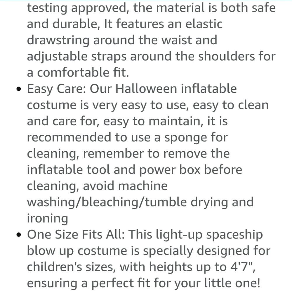 Light Up Spaceship Inflatable Halloween Costume Child Size Age 7-10yrs New - Picture 4 of 6